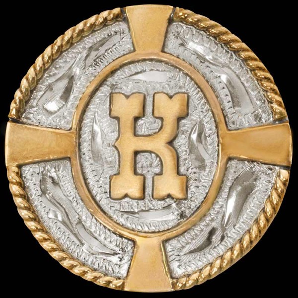 Our Chisum Draw Bolo Tie is handcrafted on a German Silver base, featuring a Jeweler's Bronze rope edge and a bullseye design. There's plenty of space to add your own initial, Ranch brand, or Custom logo. It's the perfect addition to any western attire.

